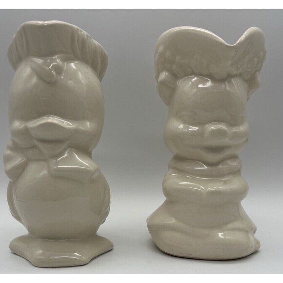 Set of 2 Creamers Milk Pitchers VTG Porcelain Duck & Pig Pitchers 7.5" High - Picture 1 of 7